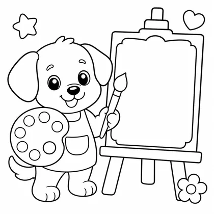 Dibujo de perro pintando para colorear