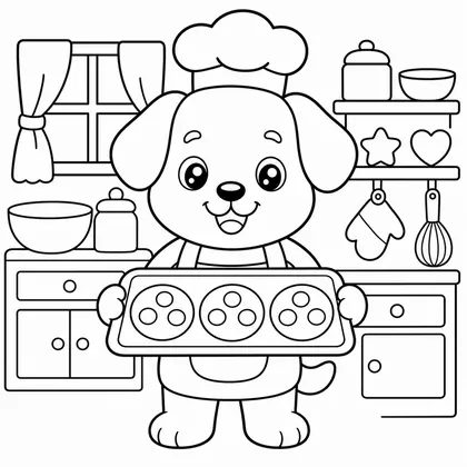 Dibujo de perro con galletas para colorear
