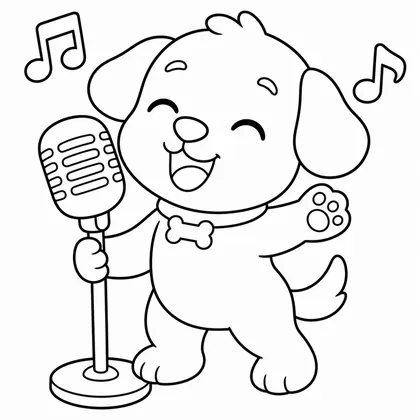Dibujo de perro con microfono para colorear