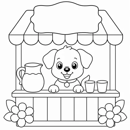 Dibujo de perro con limonada para colorear