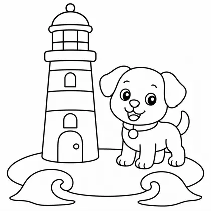 Dibujo de perro con faro para colorear