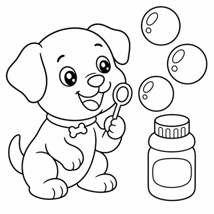 Dibujo de perro haciendo burbujas para colorear