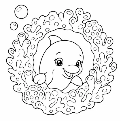 Dolphin under the sea coloring page