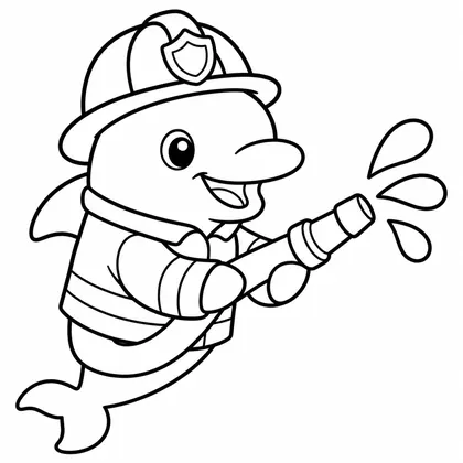 Dibujo de delfín bombero para colorear