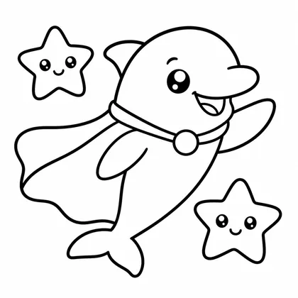 Dibujo de delfín superhéroe para colorear