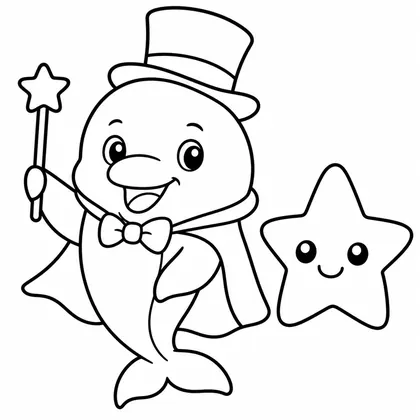 Dibujo de delfín mago para colorear