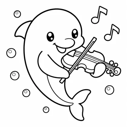 Dibujo de delfín con violin para colorear