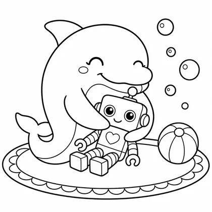 Dibujo de delfín con robot para colorear