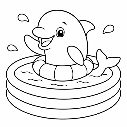 Dibujo de delfín en piscina para colorear