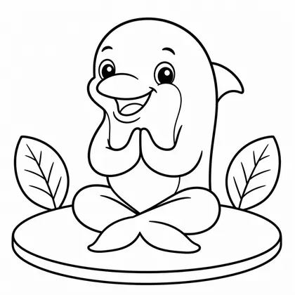 Dibujo de delfín haciendo yoga para colorear