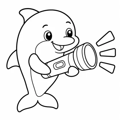 Dibujo de delfín con linterna para colorear