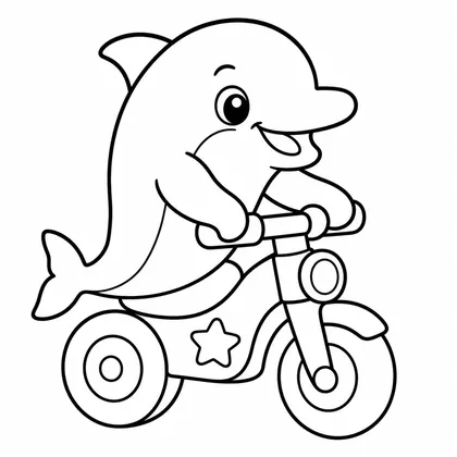 Dibujo de delfín en moto para colorear