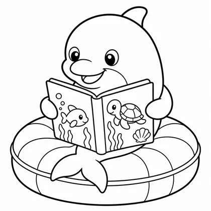 Dibujo de delfín en biblioteca para colorear