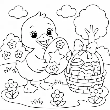 Dibujo de pato con estrella para colorear