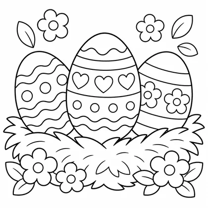 Dibujo de huevos en nido para colorear
