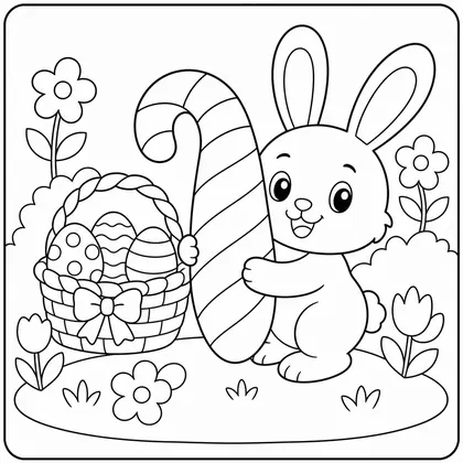 Dibujo de conejo con baston de huevo para colorear