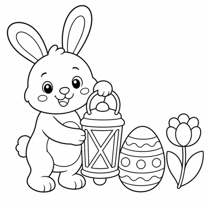 Dibujo de conejo con linterna para colorear