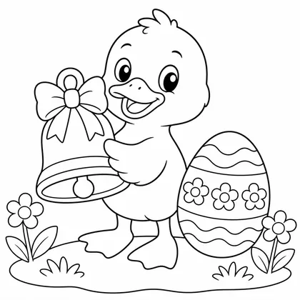 Dibujo de pato con campana para colorear