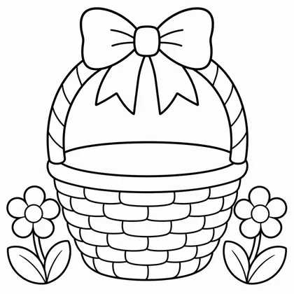 Dibujo de cesta vacía con lazo para colorear