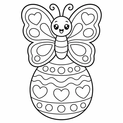 Dibujo de mariposa con huevo para colorear