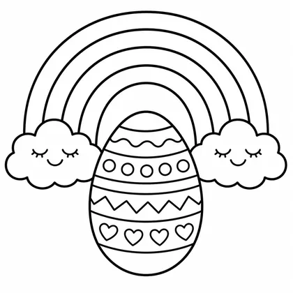 Dibujo de arcoíris con huevo para colorear