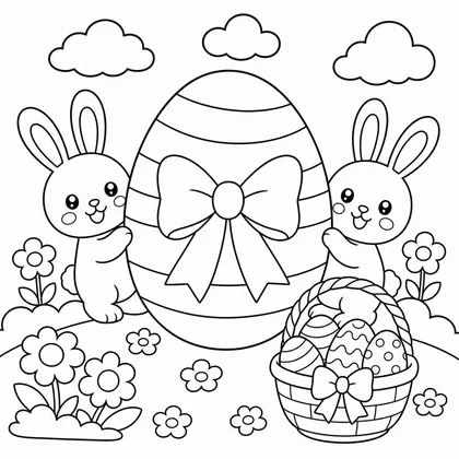 Dibujo de huevo con lazo para colorear