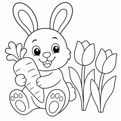 Dibujo de conejo con zanahoria para colorear