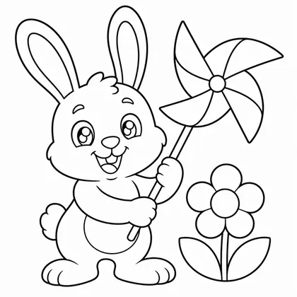 Dibujo de conejo con molinillo para colorear