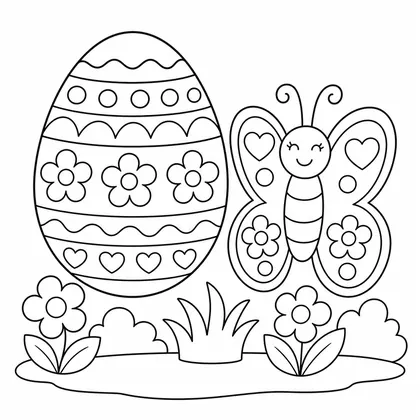 Dibujo de huevo con mariposa para colorear