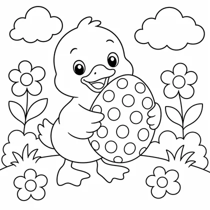 Dibujo de pato con huevo para colorear
