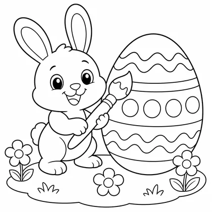 Dibujo de conejo con pincel para colorear