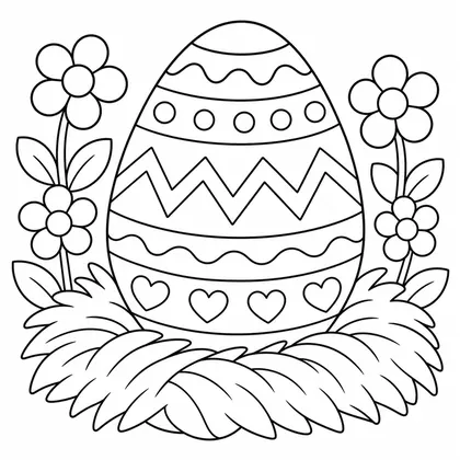 Dibujo de huevo en nido para colorear