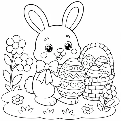 Dibujo de conejo con lazo para colorear