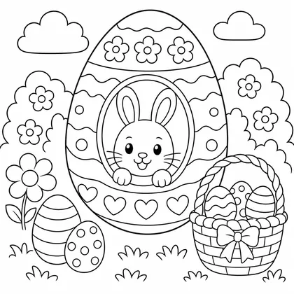 Dibujo de huevo con conejo para colorear