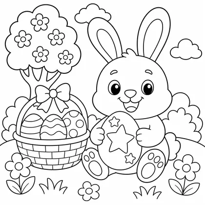 Dibujo de conejo con estrellas para colorear