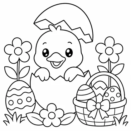Dibujo de pato en cascaron para colorear