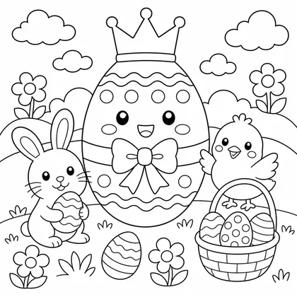 Dibujo de huevo con corona para colorear