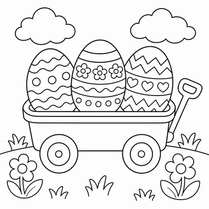 Dibujo de huevos en carrito para colorear