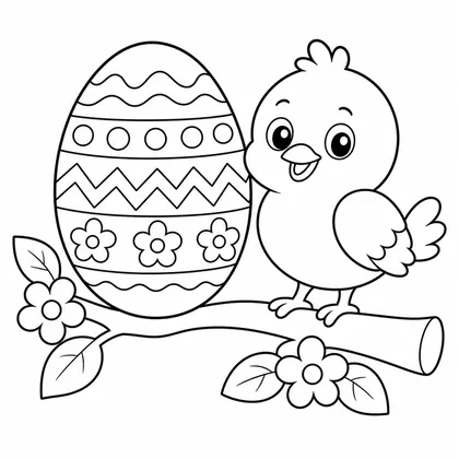 Dibujo de huevo con pajarito para colorear