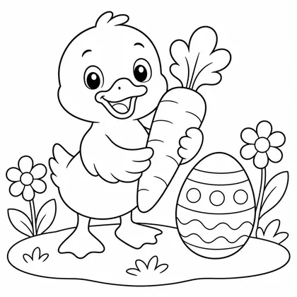 Dibujo de pato con zanahoria para colorear
