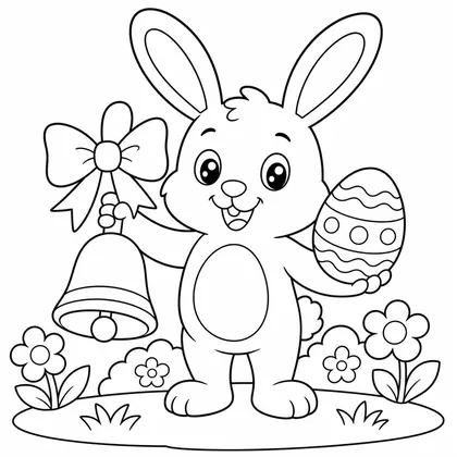 Dibujo de conejo con campana para colorear