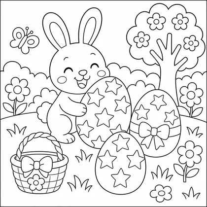 Dibujo de huevos con estrellas para colorear