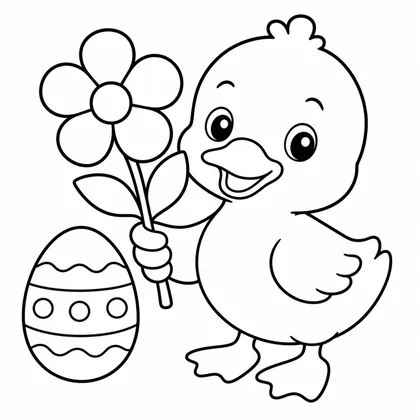 Dibujo de pato con flores para colorear