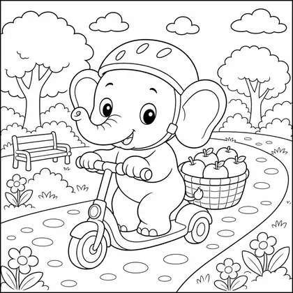 Elephant at a picnic coloring page