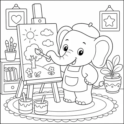 Decorated elephant coloring page
