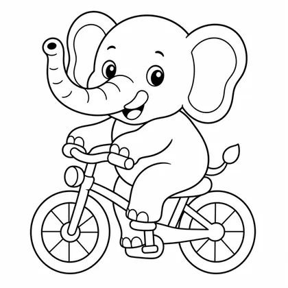 Dibujo de elefante en bicicleta para colorear