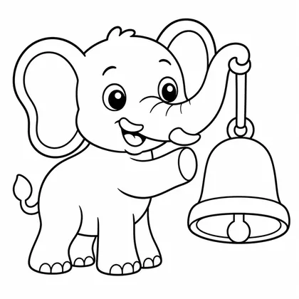 Dibujo de elefante con campana para colorear