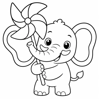 Dibujo de elefante con molinillo para colorear