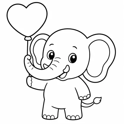 Dibujo de elefante con cupido para colorear