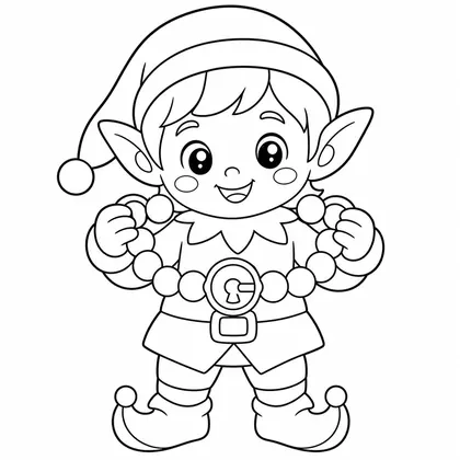 Dibujo de elfo con collar de perlas para colorear